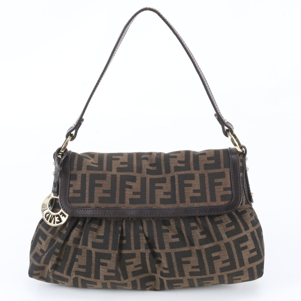Fendi Zucca 8BR445 Leather Shoulder Bag, One-Shoulder Tote Handbag for Women